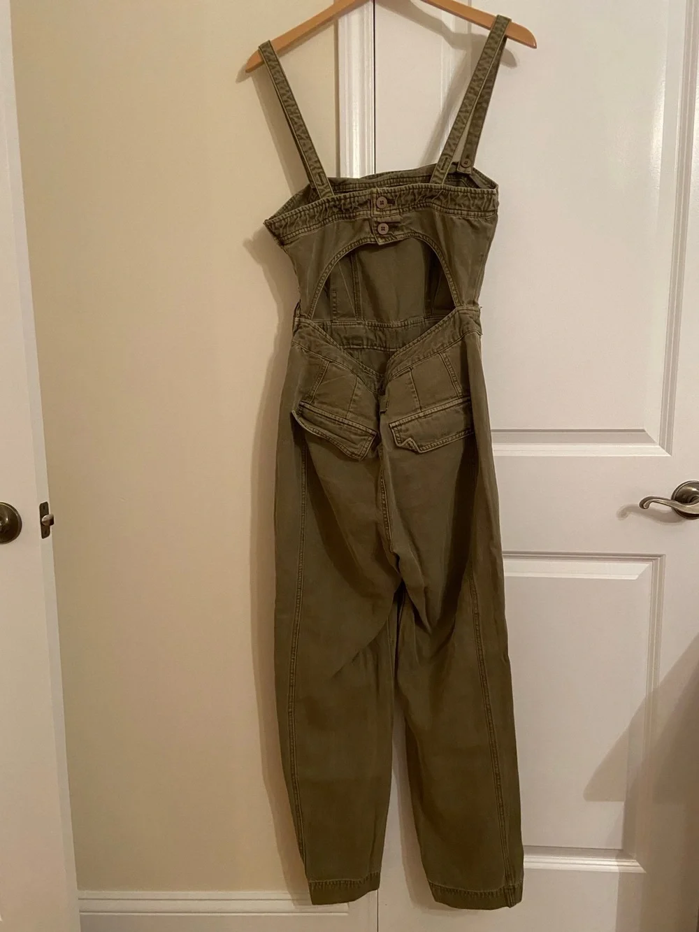 Free People size S onesie jumpsuit overalls utility grunge cargo green boho